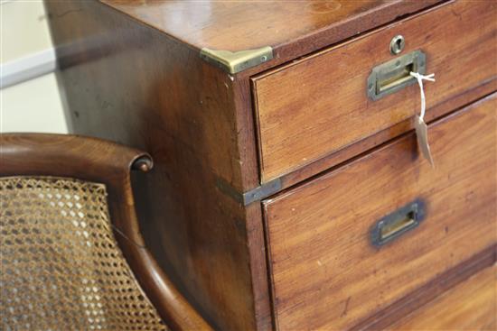 A Victorian mahogany brass bound military chest, W.3ft 3in.